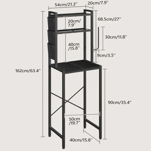 Vista 3 de MAHANCRIS - Estantería para panadería con mini nevera, soporte para microondas de 3 niveles, estación de barra de café con porta papeles, estante