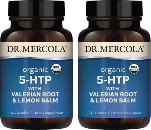 Vista 8 de Dr. Mercola 5-HTP orgánico con raíz de valeriana y bálsamo de limón, 30 porciones (30 cápsulas), suplemento dietético, Suports Restful Sleep, sin