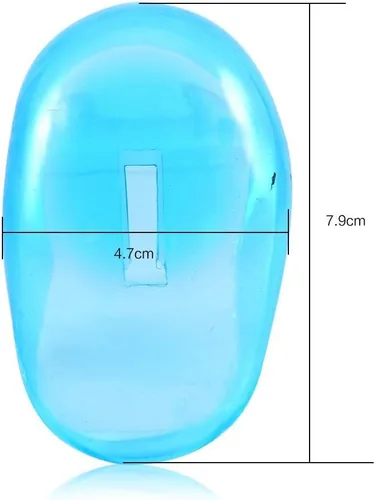 Vista 4 de 2 protectores de orejas azules para tinte para el cabello, orejeras de plástico antimanchas del tinte, protector reutilizable para las orejas