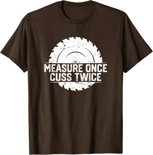 Vista 6 de Measure Once Cuss Twice, divertida camiseta de regalo para carpintería, Negro, S