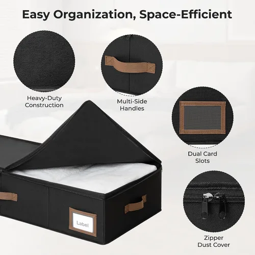 Vista 4 de GRANNY SAYS paquete de 2 organizadores de almacenamiento debajo de la cama, organizador debajo de la cama con tapa con cremallera para dormitorio
