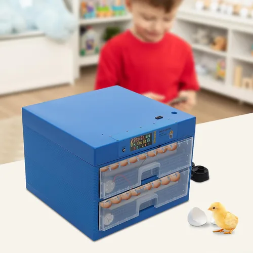 Vista 9 de Incubadora de 128 huevos con giro automático de huevos y control de humedad, incubadoras de uso general de 2 capas para incubar huevos con giro