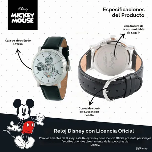 Vista 3 de Disney Mickey Mouse Articulating Hands Watch for Men - Classic Mickey Watches for Men, Perfect Inspired Timepiece Him - Stylish Watch with White