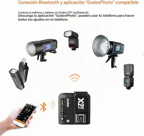 Vista 3 de Godox Disparador de flash inalámbrico X2T-S compatible con cámara Sony, conexión Bluetooth, control de aplicación, transmisor HSS 1/8000s para Godox