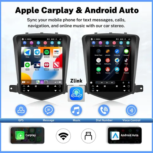 Vista 3 de Audio de alta fidelidad + ecualizador: Android 13 para Chevrolet Chevy Cruze J300 2009-2015 Radio estéreo para automóvil, 2G+64G 9.7 pulgadas