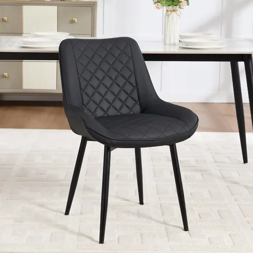 Vista 12 de Silla de Comedor, Sillas de Comedor Modernas con Cojines Gruesos, Sillas de Comedor y Cocina Tapizadas en Cuero Sintético con Patas Metálicas Marrón