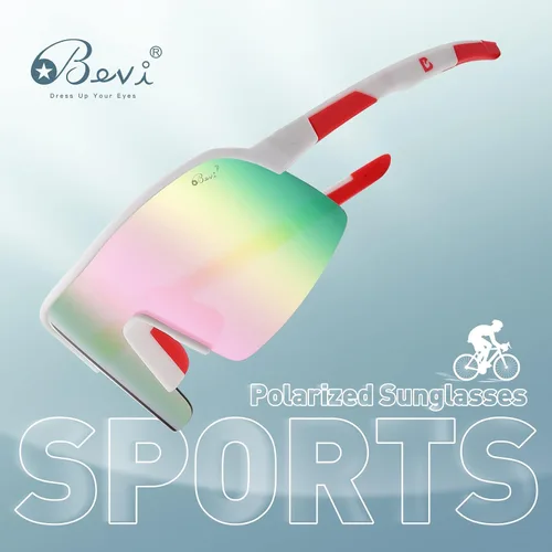 Vista 3 de Bevi Lentes de sol deportivos polarizados con marco TR90 duradero y flexible para hombres y mujeres, correr, conducir, ciclismo, etc