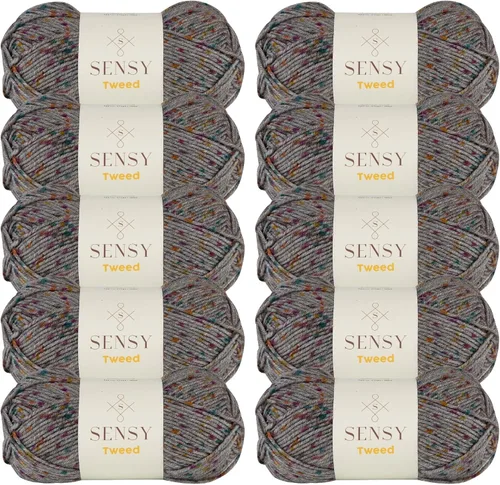 Vista 15 de S Sensy Tweed - Hilo mediano calibre acrílico #4 de primera calidad, color azul, 213 yardas, 4 onzas