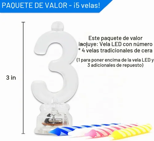 Vista 3 de Novelty Place - Vela LED Número 3