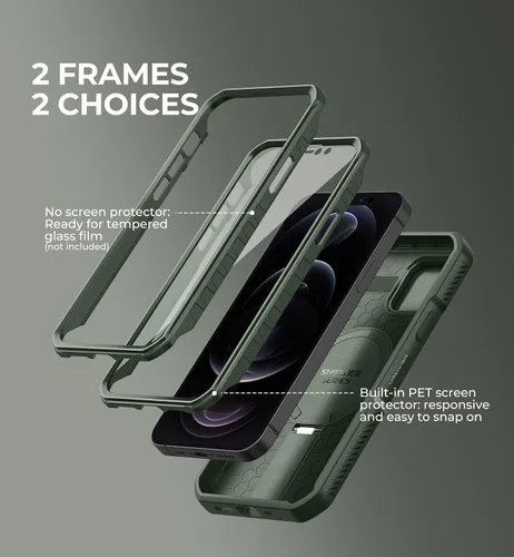 Vista 7 de Dexnor - Funda para iPhone 12 & iPhone 12 Pro con tapa deslizante para cámara, soporte ajustable y protector de pantalla integrado, carcasa