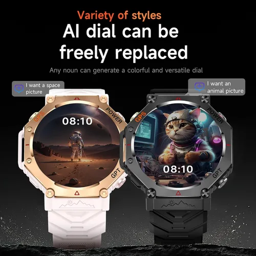 Vista 13 de Loluka Reloj inteligente GPS Tracker resistente al aire libre Smartwatch con brújula/linterna LED/presión de aire/altitud/respuesta/hacer llamada