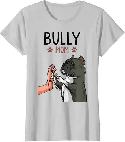 Vista 25 de American Bully Mom Cute Dog Mama Camiseta divertida para mujer, Blanco, S