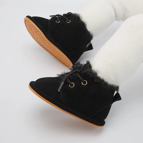 Vista 5 de Zoolar Botas de nieve unisex cálidas para bebé, piel recién nacida, con cordones en el tobillo, suela de textura de goma antideslizante, zapatos