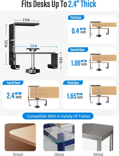 Vista 3 de Cinati - Bandeja grande de organización de cables para debajo del escritorio, organizador de cables para debajo del escritorio, sin taladros, Negro