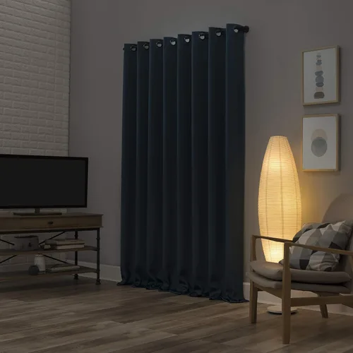 Vista 2 de Sun Zero Nordic Juego de 2 paneles de cortinas 100 % opacas con ojales, calidad de teatro, 52 x 96 pulgadas, verde azulado