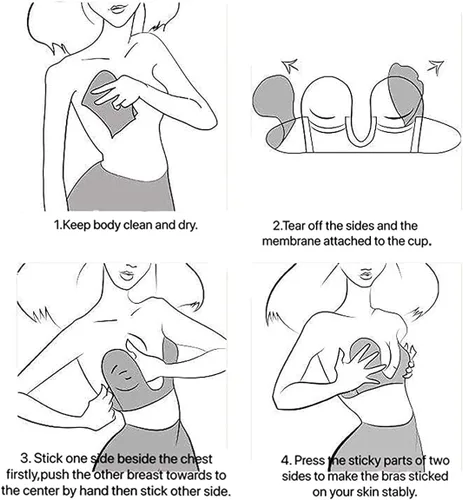 Vista 5 de Bontierie Women's Push Up Plunge Adhesive Bra Reusable Deep U-Shaped Sticky Bra Strapless Backless Breast Lifting Bra