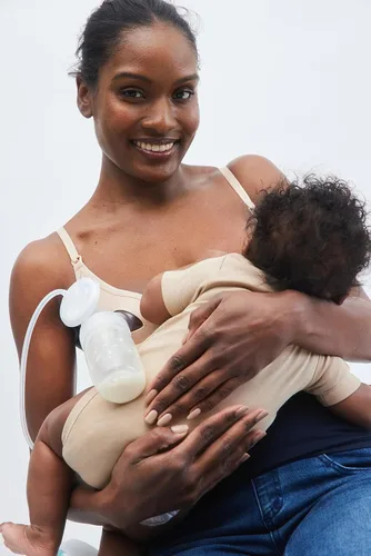 Vista 3 de Motherhood Maternity Women's Hands Free Pumping Seamless Clip Down Nursing Bra for Breastfeeding