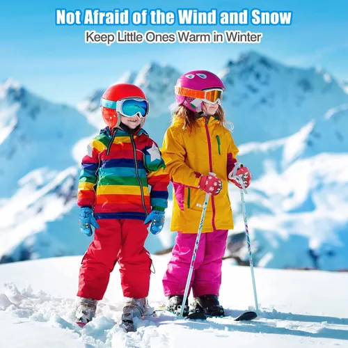 Vista 6 de MoKo Manoplas de esquí para niños, guantes de esquí aislados impermeables para niñas y niños, guantes de nieve de invierno para niños