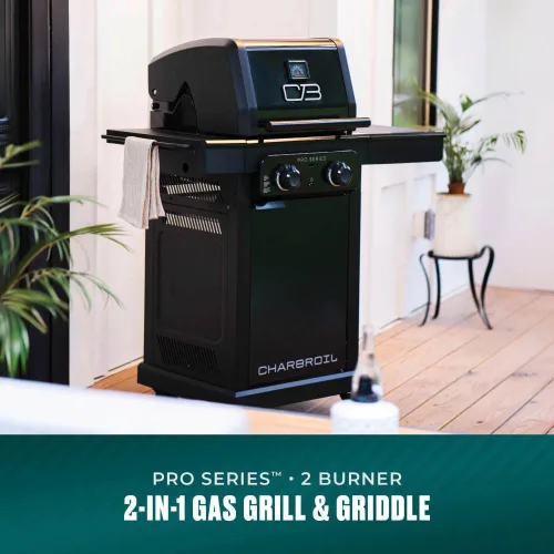 Vista 2 de Charbroil Serie Pro con Tecnología Infrarroja Amplifire: Asador a Gas Propano de 2 Quemadores con Gabinete y Plancha, Negro - 463676724