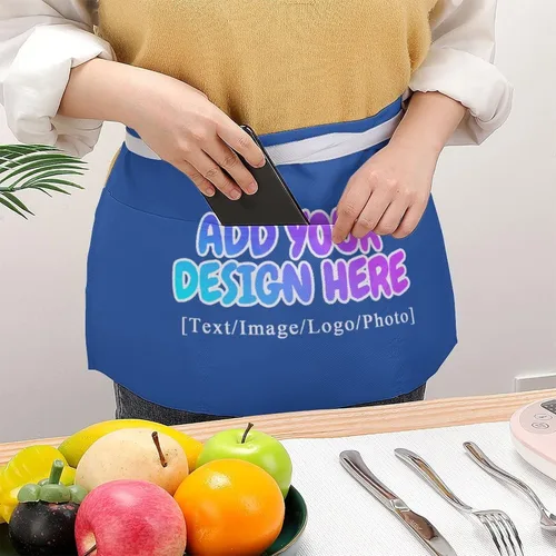 Vista 236 de AXKEUDO Delantal personalizado con bolsillos, delantales de cintura para camarera para cocinar en casa, restaurante, servir trabajo