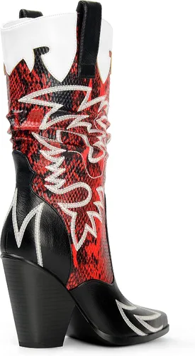 Vista 3 de ANN CREEK Botas vaqueras de contraste para mujer, botas vaqueras a media pantorrilla