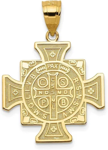 Vista 3 de The Mens Jewelry Store for HER Colgante de cruz de 2 caras de San Benito de oro amarillo de 14 quilates 0748 x 0748in Metal