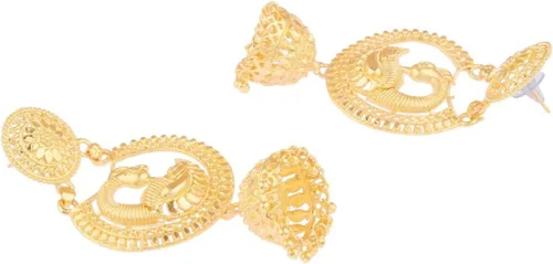 Vista 5 de Efulgenz Indian Bollywood Gold Tone Tassel Dangle Chandbali Wedding Bridal Earring Set Jewelry