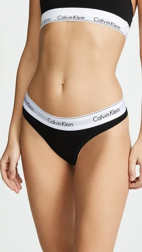 Vista 2 de Calvin Klein Calzones estilo tanga de algodón modernas para mujer Negro