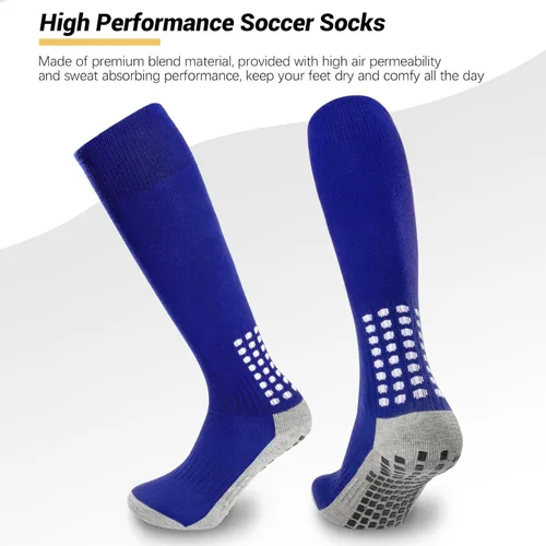 Vista 3 de Ultrafun 4 pares de calcetines de fútbol hasta la rodilla, antideslizantes, para fútbol, béisbol, multideporte, almohadilla de agarre para hombres