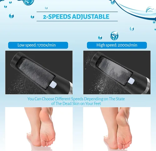 Vista 3 de Removedor eléctrico profesional de callos de pies, kit de herramientas de pedicura electrónico recargable, resistente al agua con 4 cabezales