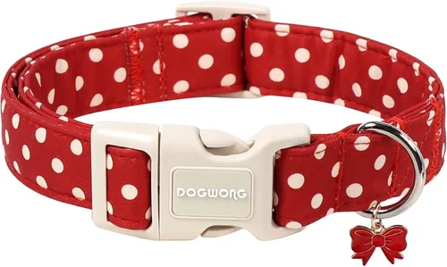 Vista 23 de DOGWONG Collar para perro de San Valentín, collar ajustable de algodón con corazón de caramelo azul, perfecto para perros pequeños a medianos