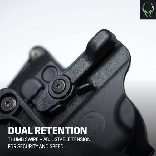 Vista 4 de Alien Gear Rapid Force - Funda OWB de nivel 2 – Deslizador de cinturón de bloqueo – Mano derecha – Compatible con modelos Sig Sauer y Glock – Sin