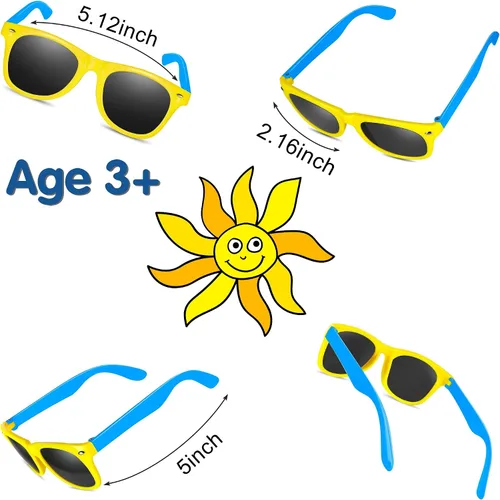 Vista 3 de GINMIC Gafas de sol para niños, regalos de fiesta, paquete de 12 unidades de neón de San Valentín para niños, niños y niñas, gran regalo
