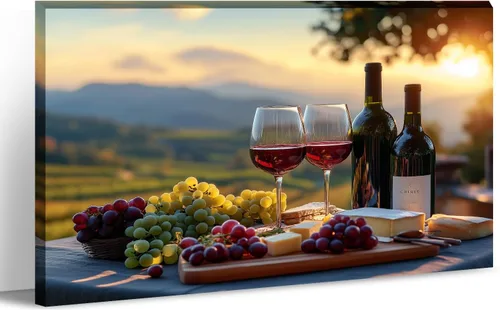 Vista 7 de Lienzo decorativo para pared, decoración de cocina, pintura de queso con uvas, obra de arte moderna, paisaje, fotografía, pintura para comedor, Art-1