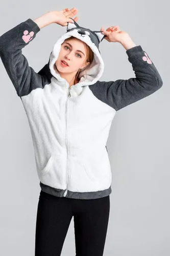 Vista 15 de Coriresha - Sudadera con capucha para niños, estilo perro, con orejas de perro en 3D y cola de perro, manga larga