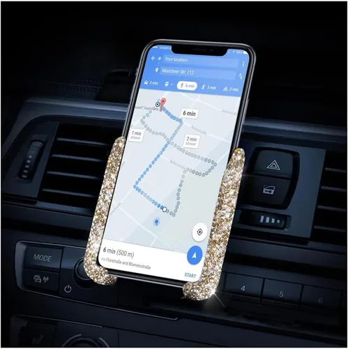 Vista 10 de Soporte de teléfono brillante para automóvil, soporte de teléfono celular con diamantes de imitación para ventilación de salpicadero de automóvil