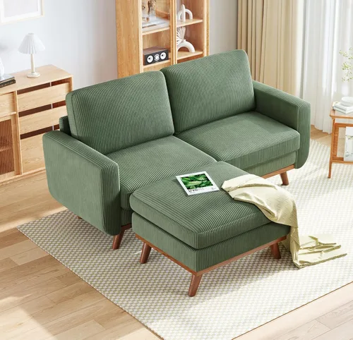 Vista 9 de Vesgantti Sofá modular en forma de U de 119 pulgadas, sofá modular de pana con asiento profundo y soporte de resortes, sofá convertible con 2 Beige