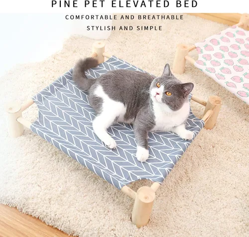 Vista 2 de Cama elevada para gatos y perros pequeños, 21 x 19 pulgadas, hamaca elevada para perros y gatos, conejos