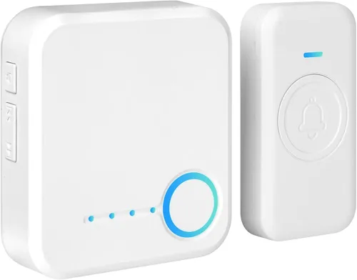 Vista 10 de FOVKSUC Timbre Inalámbrico, Timbre de Puerta Impermeable con 60 Melodías, 5 Niveles de Volumen y Flash LED, Timbre de Aula de Largo Alcance de 1000