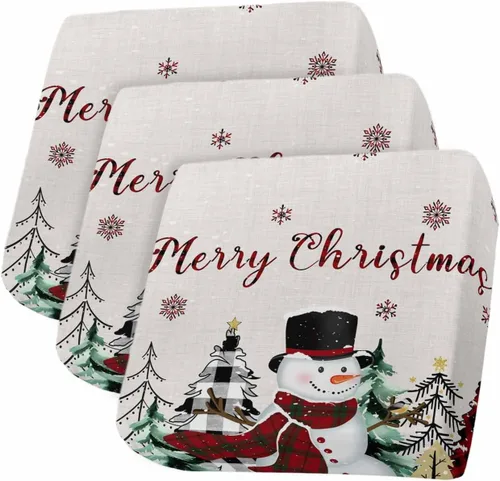 Vista 14 de Fundas de cojín elásticas para sofá de Navidad, diseño de muñeco de nieve, seccional/individual/en forma de L, protector de muebles con parte
