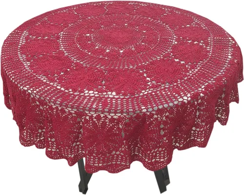 Vista 10 de USTIDE Camino de mesa ovalado de ganchillo hecho a mano de 20 x 31.5 pulgadas, tapices de encaje, decoración de mesa de café, sofá, soporte de TV
