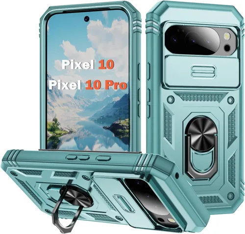 Vista 102 de PASNEW Funda militar para iPhone 13 Pro Max, cubierta de cámara deslizante y soporte de anillo de metal de 360°, carcasa rígida multicapa resistente