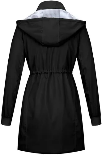 Vista 2 de Chubasquero impermeable para mujer, con capucha, ligero, cortavientos, gabardina, con forro a rayas