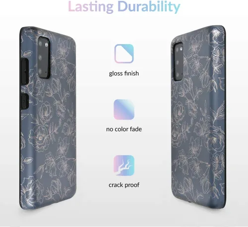 Vista 4 de VELVET CAVIAR Funda compatible con Samsung Galaxy S20 Flower - Lindas fundas protectoras para mujeres y niñas (negro rosa dorado floral)