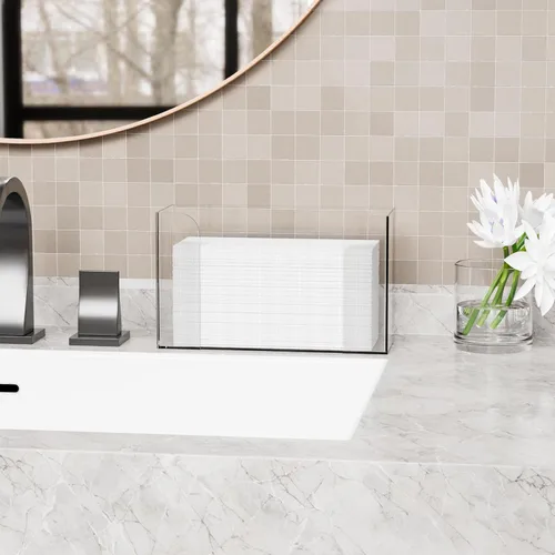 Vista 7 de Dispensador de toallas de papel de baño transparente, soporte para toallas de papel acrílico triple de 11 pulgadas de largo, dispensador de toallas