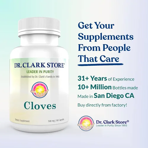 Vista 2 de Dr Clark Cloves Healthcare Suplemento - Salud digestiva natural, 500 mg, 100 cápsulas de gelatina pura