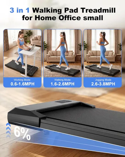 Vista 3 de 6% Incline 300 lbs Caminadora Debajo del Escritorio