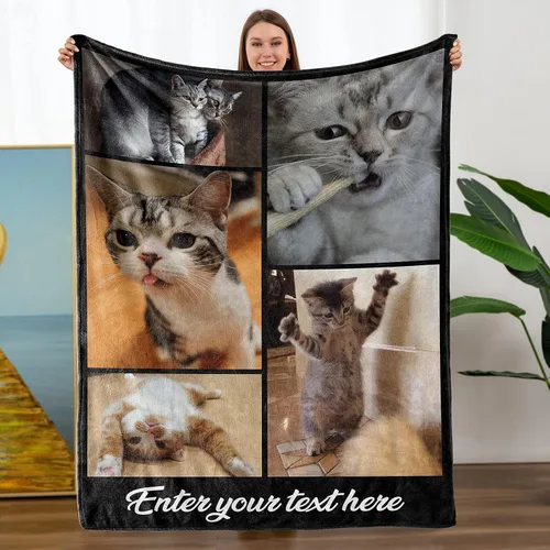 Vista 27 de Mantas personalizadas con fotos, manta personalizada con nombre de imagen para esposa, marido, novio, novia, aniversario, Navidad, cumpleaños, 1 Foto