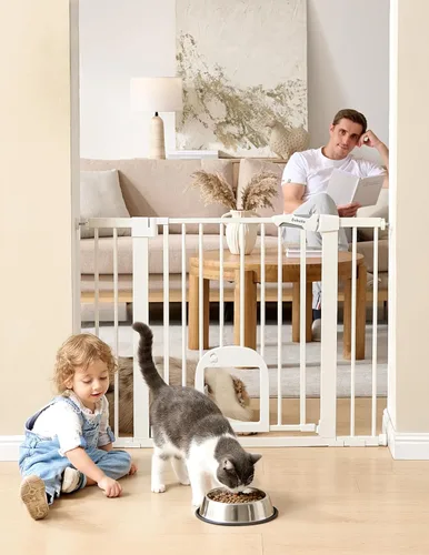 Vista 20 de Babelio - Puerta para bebé mejorada con puerta ajustable para gatos, CatPrivilege, puerta duradera para perros de 29-43 pulgadas con cierre Negro