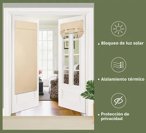 Vista 6 de PI Cortina Opaca para Puerta, Sombra de Privacidad que se Ata con Aislamiento Térmico, Cortina de Puerta Pequeña para Aula/Puerta Corredera/Puerta